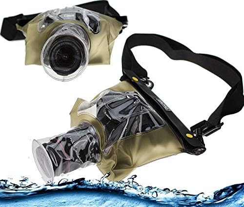 Navitech צהוב DSLR SLR עמיד למים מארז דיור מתחת למים/כיסוי שקית יבש תואמת ל- Canon EOS M6
