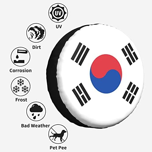 דגל של דפוס דרום קוריאה הדפסת כיסוי צמיג חילוף עמיד למים אטום אבק אבק אבק מכסה מכסי צמיג גלגלים לג'יפ רנגלר