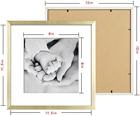 סט מסגרת קיר של ארטבינהנה זהב סט מסגרת קיר, 12x12 מסגרות תמונה מרובעות עיצוב אמנות קיר -צילום תצלום מטה עד 8x8in