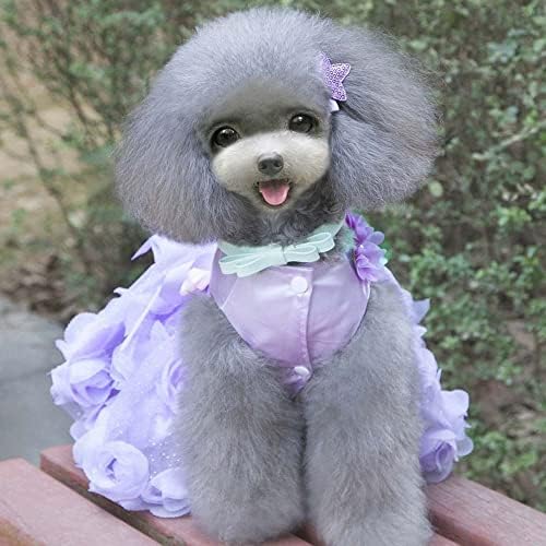 אופנה מתוק גור כלב עלה פרח נסיכת חצאית לחיות מחמד כלב קפלים חולצה טוטו ורוד שמלת רוזט & מגבר; קשת שמלות חתול גור