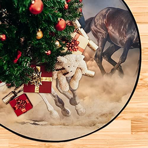 עדר סוסים סופת חול חג חג המולד מחצלת עץ עמיד למים עמדת מגש שטיח מחצלת מתחת לאביזר עץ חג המולד למגן לרצפת עץ קשה 28