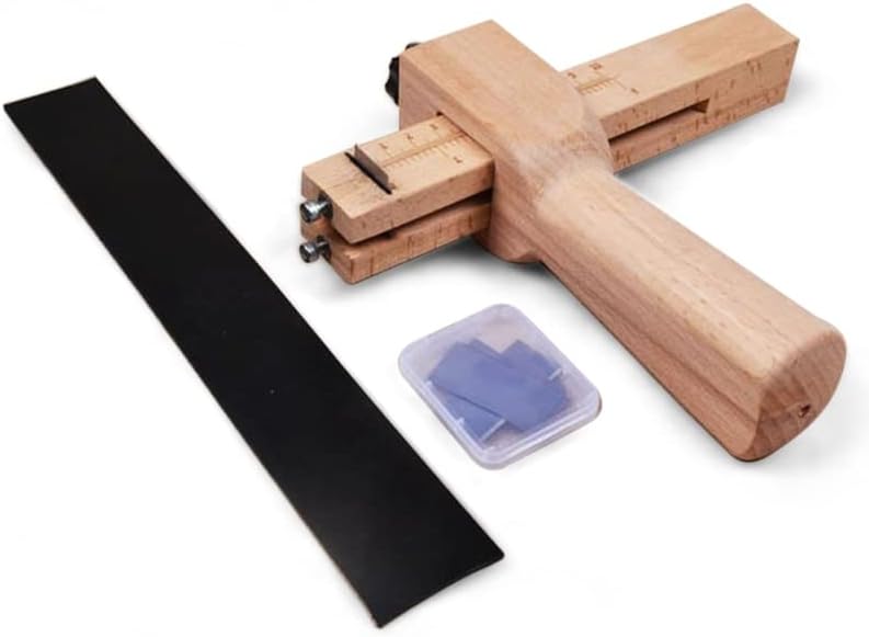 DIY רצועת עור מתכווננת קוטטר עור חותכת חגורת חותך חותך קו עץ עור עם 5 כלים של להבים חדים