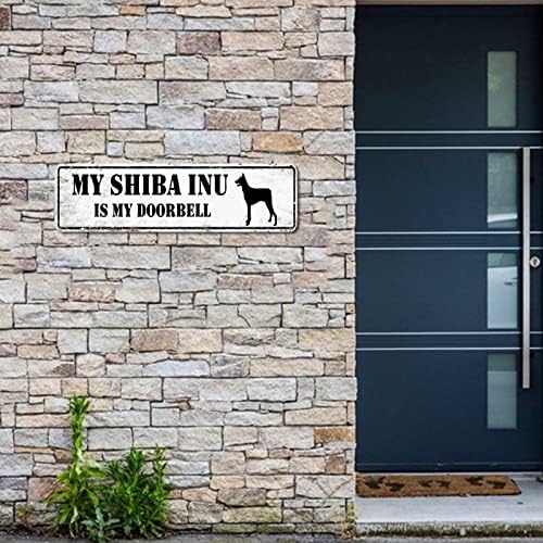 ה- Shiba INU שלי הוא שלט מתכת דלת שלי שלטי חיות מחמד קיר עיצוב קיר מצחיק רחוב מותאם אישית מצחיק וינטג 'שלט