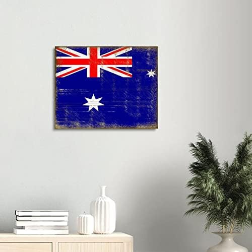 בד אוסטרליה מדפיס אוסטרליה דגל דגל קיר ציור שמן שמן על בד אמנות ממוסגר מעץ לקישוט בית הספר למשרד הביתי 16x20 אינץ '