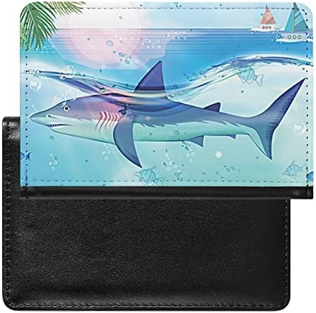 כריש מודפס דרכון מחזיק כיסוי ארנק מקרה עם כרטיס חריץ עור מפוצל נסיעות מסמכים ארגונית מגן