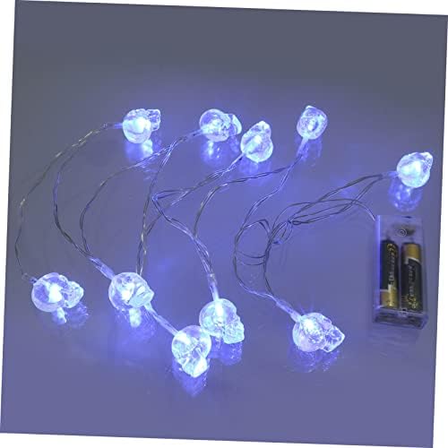 צעצועים 2 יחידות מיתר חוט גולגולת אורות מיתר הובלת עיצוב גולגולת מפחידה אבזרי מסיבות אורות נופש סוללת PVC כחולה