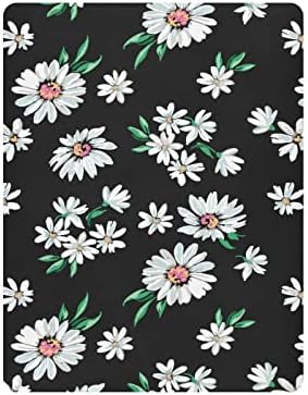 סדין פלייגר פרחים של Moudou Daisy לילדות, סדין פעוטות רך ומותאם לנשימה למזרן מיטת פליארד רגיל, 39 x 27 x 5 אינץ '