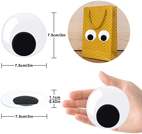 קימובר 3 סנטימטרים עיניים גוגלי למלאכות, עיניים פלסטיק עגול עגול עם דבק עצמי לקישוט מלאכות DIY, 6 יחידות