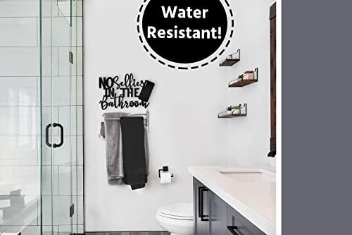 סימן עיצוב קיר של אסט גבול אין selfies בחדר האמבטיה 12 x8, בית חווה מעל לשירותים מצחיק קישוט מתכת שחור חמוד לקישוט