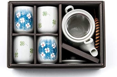 פוג'י סחורה יפנית סאקורה פריחת דובדבן קרמיקה סיר קרמיקה ו -4 כוסות תה תפאורה אסייתית תפאורה ביתית
