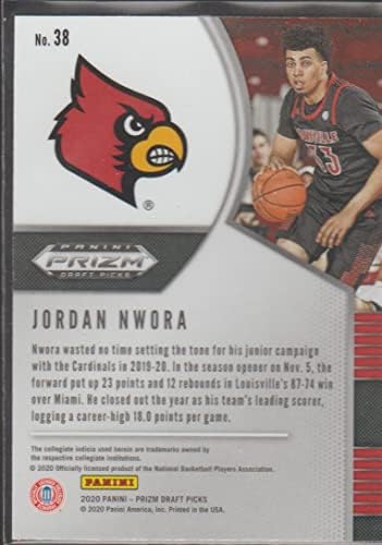 2020-21 Panini Prizm Traft Picks 38 Jordan Nwora Louisville Cardinals רשמי NCAA/כרטיס מסחר בינלאומי טרום טירון מפניני אמריקה