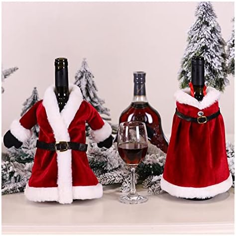 קישוטי חג המולד של קישוטי חג המולד בקבוק יין חג המולד סט סנטה בקבוק יין מכסה שלג מחזיק מתנה לחג המולד לשנה החדשה קישוט