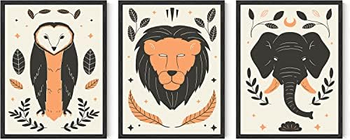ג ' ונגל משתלת קיר אמנות האריה דקור חמוד בעלי החיים קיר הדפסי משתלת הלמה יצירות אמנות קיר תפאורה סט של 3 תינוק ספארי משתלת