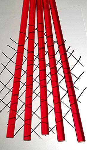 2 אורכים 1/2 קוטר איקס 12 ארוך ברור שקוף אדום אקריליק מוט -.50 קוטר - 12.7 מ מ