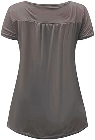 טוניקת קיץ של Oplxuo צמרות טוניקה לנשים כפתור שרוול קצר למעלה v צוואר הנלי חולצות טריקו