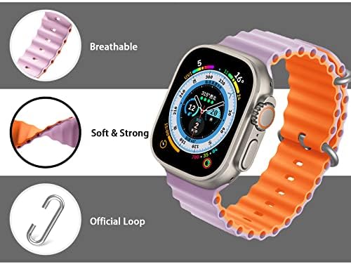 טקראסינג אוקיינוס ​​סיליקון רצועת ספורט רצועת צמיד החלפת צבע שני טון תואם ל- Apple Watch Iwatch Ultra Series 8 7 6 5 4 3 2
