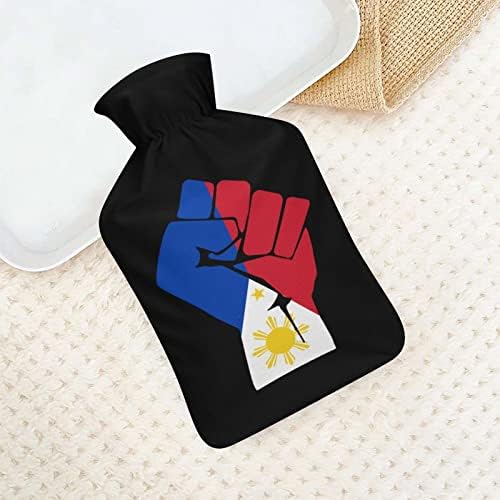 דגל הפיליפינים אגרוף בקבוק מים חמים עם כיסוי קטיפה רכה שקית הזרקת מי גומי חמים 1000 מל
