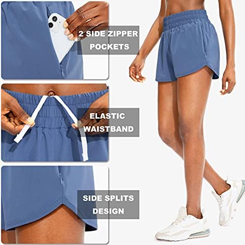מכנסיים קצרים של סנטיני לנשים עם כיסי רוכסן מכנסי כושר אימון אתלטים במותן גבוה לנשים עם אניה