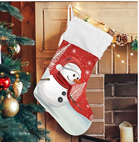 גרבי חג המולד של Alaza איש שלג חורפי על פתית שלג אדומה קלאסית קלאסית קישוטי גרב גדולים לעיצוב עונת החגים המשפחתית