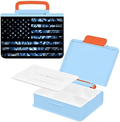 Alaza USA דגל אמריקאי דגל חיל הים בהסוואה של בנטו קופסת ארוחת צהריים BPA ללא דליפה ללא דליפה מכולות עם מזלג