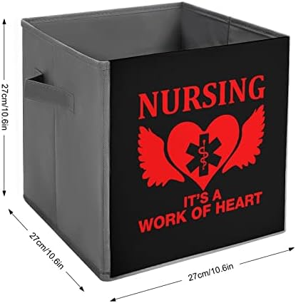 סיעוד הוא עבודה של לב מתקפל אחסון פחי קוביות ארגונית טרנדי בד אחסון קופסות מוסיף קוביית מגירות 11 אינץ