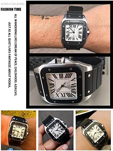 TTUCFA לסנטוס Watchband 23 ממ רצועת שעון סיליקון עבור Santos de Cartier 100 שחור חום חום אטום מים ספורט פס