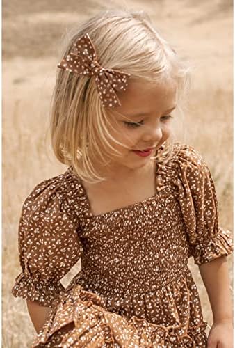 ילדים בנות קטנות תינוקות קיץ שרוול נפיחות שרוול פרחוני שמלת נסיכה ללא גב פרועה שמלת פעוטות מזדמנת