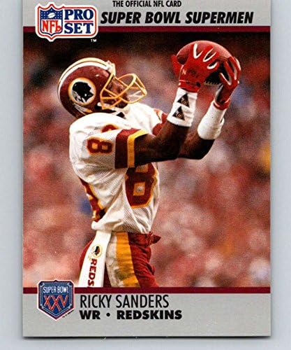 1990 Pro הגדיר NFL כדורגל סופרבול 16049 כרטיס מסחר רשמי של ריקי סנדרס וושינגטון של ליגת הכדורגל הלאומית