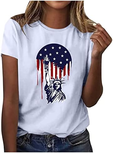 אמריקאי דגל חולצות לנשים 4 יולי פטריוטית טי חולצה חמוד חמניות הדפסה קצר שרוול חולצות חולצה חולצת טי