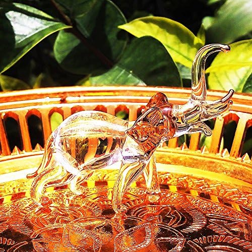 אמנות מפוצצת זכוכית פיל פיל פיל פסל פסל מיניאטורה פסל אספני אספני מקשט צבע זהב צלול