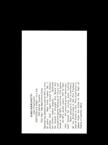 ג'ינו מרצטי חתום על היכל התהילה 3 1/2 x 5 1/2 כרטיס 2 בולטימור קולטס פוסט גלויה