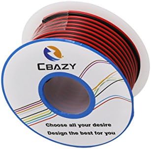 CBAZY ™ 18AWG 2PIN חוט שחור אדום חוט קשיח 18GA כבל חוט כבל תיל כבל 2 חוט 300V 6 מטר /19.6ft