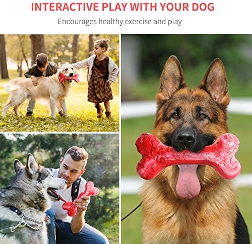 צעצועים לעיסת כלבים לעיסות אגרסיביות, עצמות כלבים גומי עמידות לעיסה, צעצועים אינטראקטיביים של כלבים קשוחים לכלב קטן בינוני
