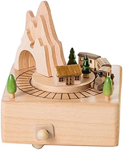 קופסת מוזיקלית מעץ Tazsjg הכוללת מנהרת הרים עם Train (צבע: A, גודל