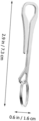3 יחידות מפתח שרשרת מתכת מחזיק מפתחות מחזיק מפתחות חגורת קליפים מפתח טבעת מהדק כדי לסובב חיצוני נירוסטה כסף