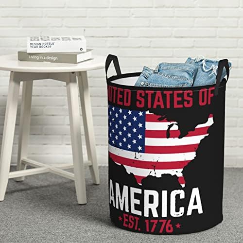 1776 ארהב מפת דגל כביסת עגול צעצוע ארגונית מתקפל כביסה בגדי תיק עבור שינה אמבטיה סל