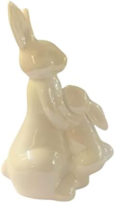 קישוטי ארנב קרמיקה של בולאהש, עיצוב משתלת אם ותינוקות, צללונים אדמתיים, פסלון ארנב לתינוקות,