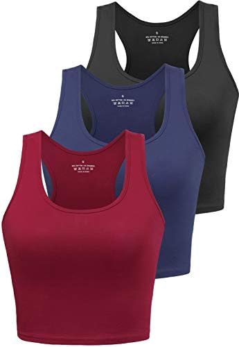 ספורט יבול גופיות לנשים קצוץ אימון חולצות ריצה יוגה טנקי כותנה ללא שרוולים כושר חולצות 3 חבילה