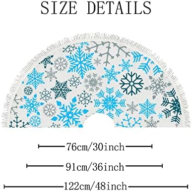 חצאית עץ חג מולד גדולה וינטג 'חורף כחול כסף כוכבי פתיתי שלג כוכבי עץ 48 אינץ