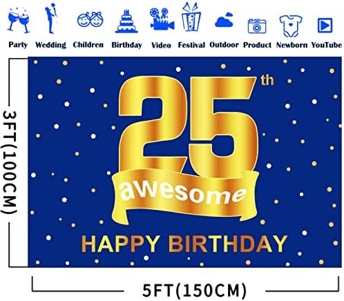 הומפו 25 יום הולדת קישוטי בשבילו כחול וזהב רקע 25 מסיבת יום הולדת רקע צילום קישוטים