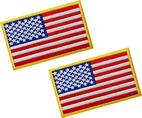 2 יחידות פרימיום ברזל על ארהב ארהב אמריקאי דגל טקטי תיקוני עם ברזל על גיבוי עבור תרמילי כובעי כובעי מעילי מכנסיים, 8 סנטימטר