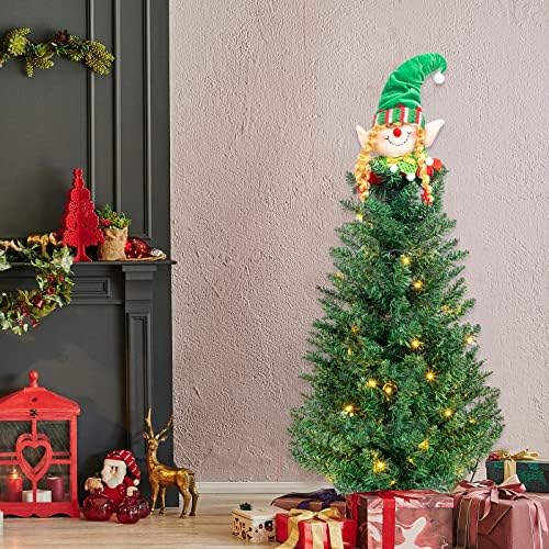 עץ חג המולד של 3 רגל מראש, ענפים עם קישוט חג המולד של סנטה קלאוס לדלת הכניסה, כניסה לחג המולד עיצוב הבית