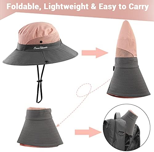 כובע שמש של קוקו לנשים של Konikit, הגנת UV מתכווננת רשת מתקפלת כובע דיג בצבע גזים