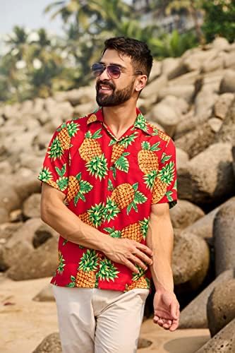 חולצות הוואי של אלוויש לאננס אננס חוף חוף חג מפלגת חוף שרוול מזדמן שרוול קצר