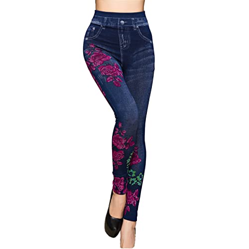 נשים של מזויף ג 'ינס מודפס חותלות בתוספת גודל גבוהה מותן ז' אן יוגה מכנסיים חלקה למתוח מלא אורך ג ' ינס