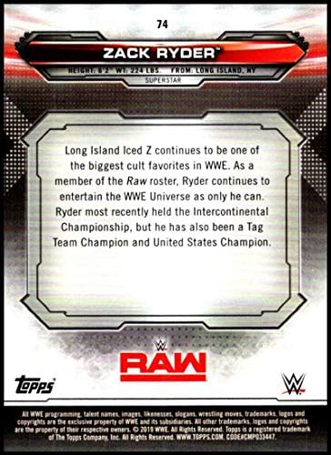 2019 Topps WWE RAW 74 כרטיס מסחר בהיאבקות זאק ריידר