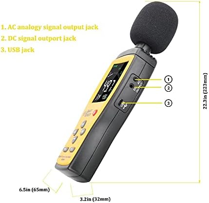 Kfjbx דיגיטלי צליל רמת רעש מטר דציבלים בודק שמע 30 ~ 130 DBA צבע LCD תצוגת רכב מיקרופון DB METER