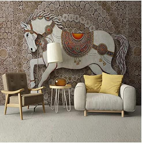 3 ד דקורטיבי קיר אירופאי יצירתי נובל סוס בצבע עץ טפט קיר סלון חדר ילדים ילדים חדר שינה קיר בד בית תפאורה
