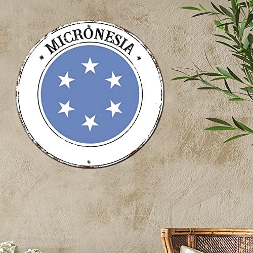 דגל לאומי של מיקרונזיה שלט וינטג 'קיר קיר קיר עיצוב אלומיניום זר זר מתכת סגנון וינטג' חלודה בחינם איכות