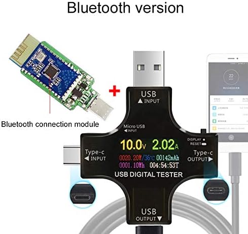 בודקי מד כוח USB, שדרוג רב פונקציונלי 2 IN1 IN1 Multi-Function Power Meter Ammeter USB זרם מתח בודק קיבולת רב-פונקציונלית